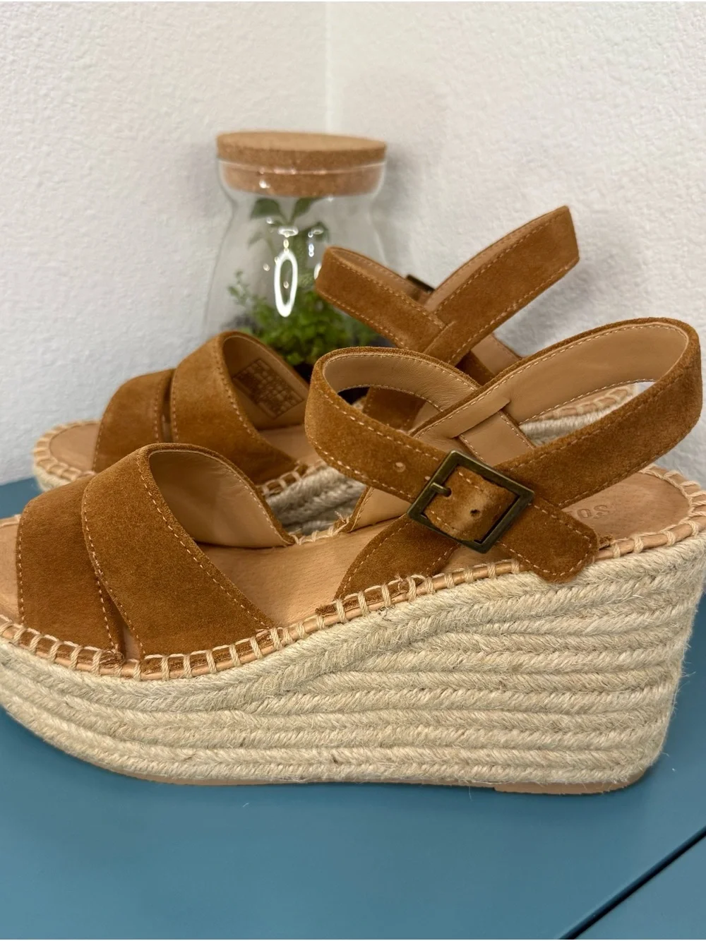 Soludos Tan Suede Espadrille Platform Sandals NWT